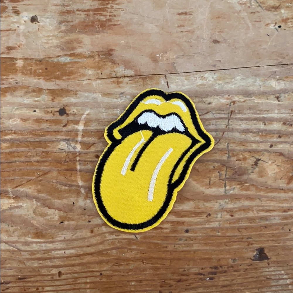 Yellow Rolling Stones iron on patch